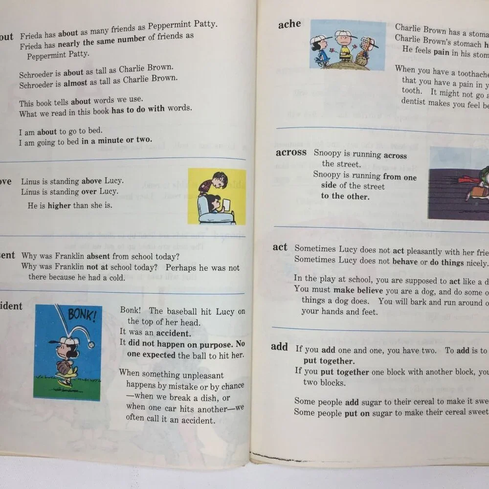Vintage 1973 Peanuts The Charlie Brown Dictionary Incomplete Set Volumes 1-5 & 7